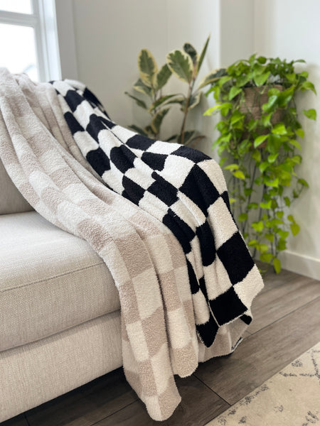 Adult Black Checkered Throw